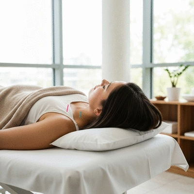 Therapeutische Akupunktursitzung mit Patient