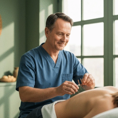 Augenakupunktur in einer Praxis